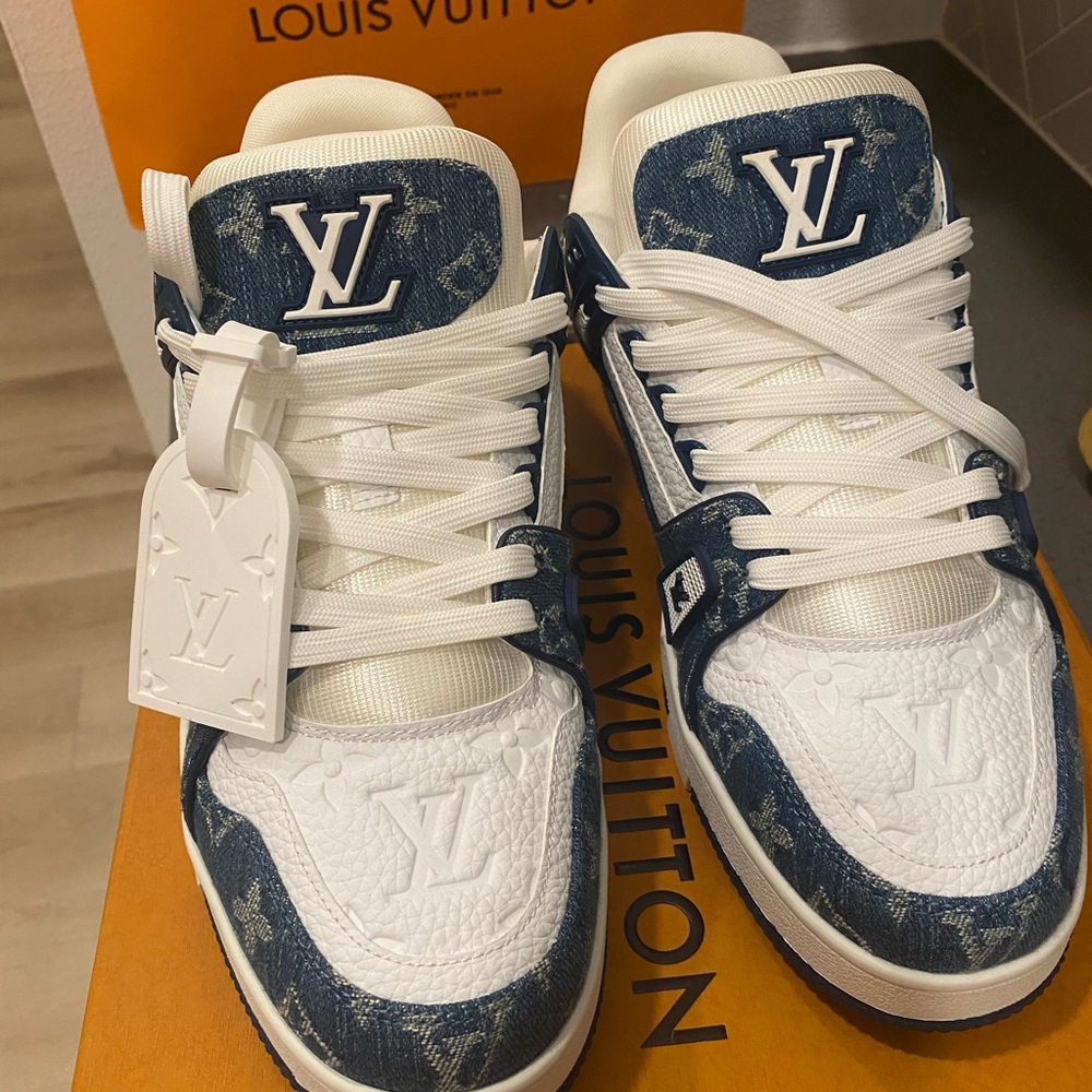 Louis Vuitton Blue and White Monogram Sneakers